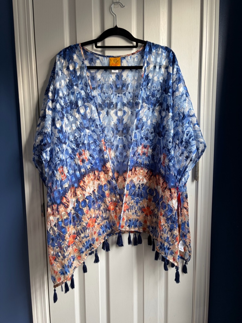 Ruby Rd. Open Front Short Sleeve Cardigan Kimono Cover-Up Size 1X Boho Beach
